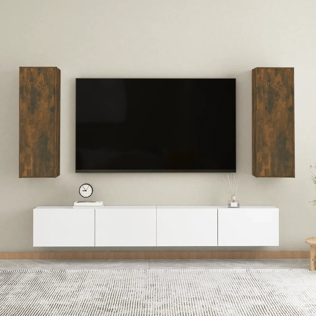 Mobili TV 2 pz Rovere Fumo 30,5x30x90cm in Legno Ingegnerizzato cod mxl 15040