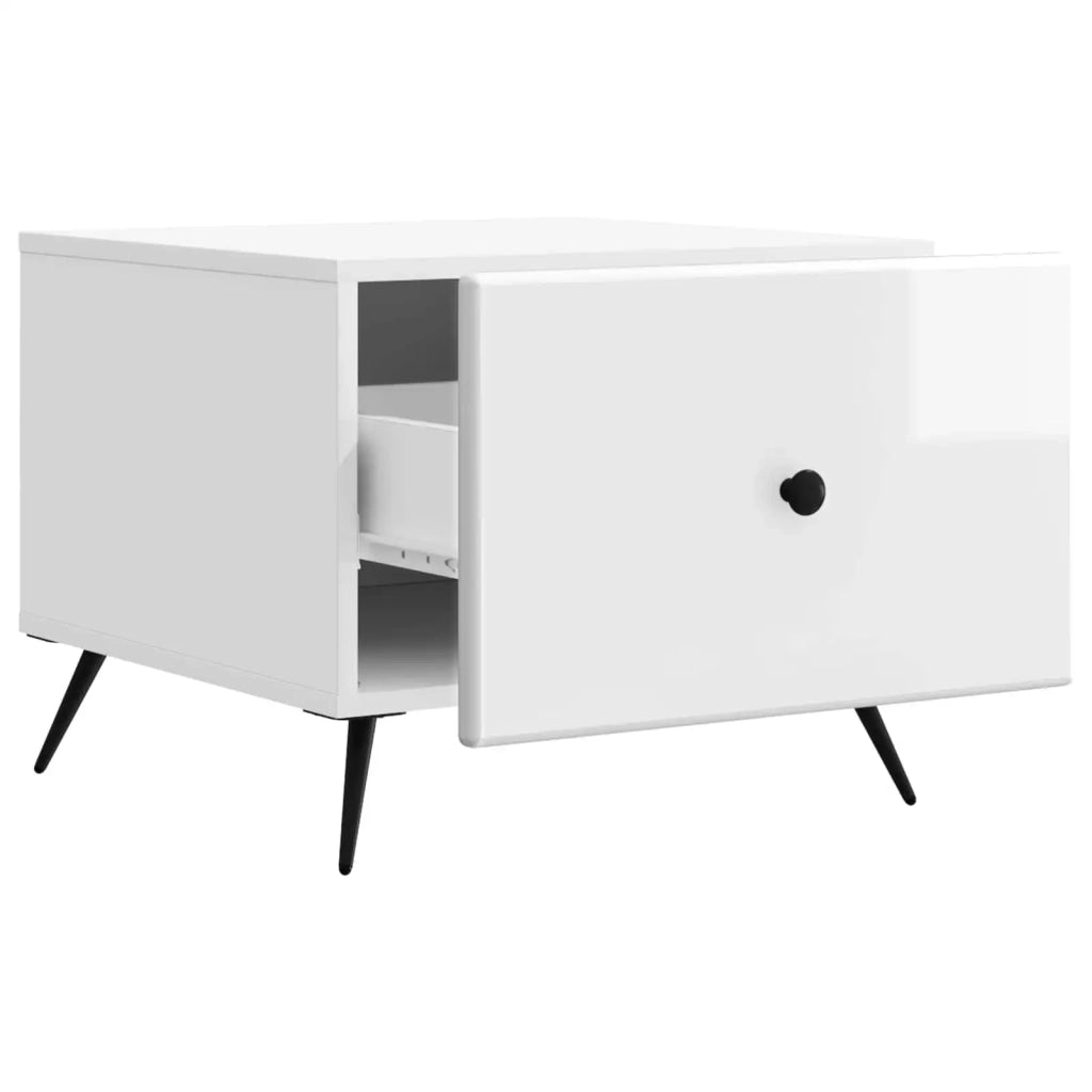 Tavolino da salotto con cassetto Bianco Lucido 49 x 50 x 40 cm 895659