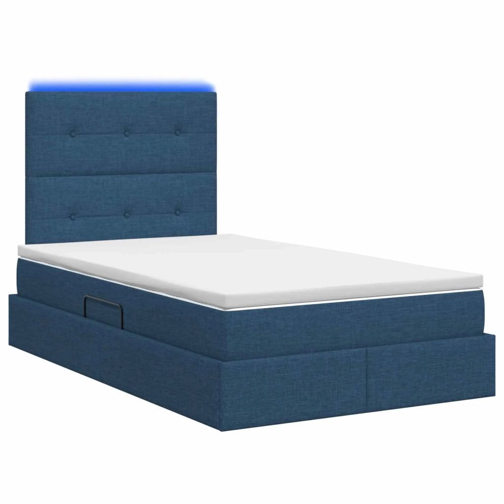 Letto con contenitore LED e materasso Blu 120 x 200 cm Tessuto 3459941
