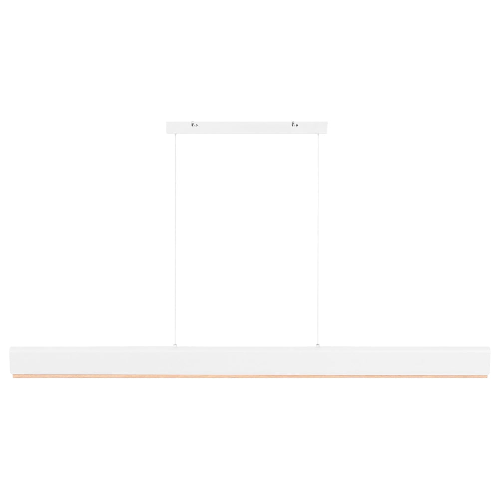 Lampada a sospensione a LED, base in ferro bianco paralume in legno, stile scandinavo dimmer da soffitto lunghezza del cavo regolabile