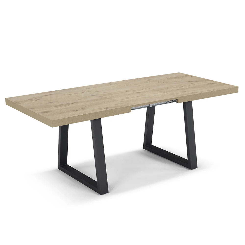 Tavolo da pranzo allungabile Quercia 145x85 MADE IN ITALY modello GOYA fino a 195 CM per sala da pranzo, cucina e soggiorno, design moderno con top in melaminico