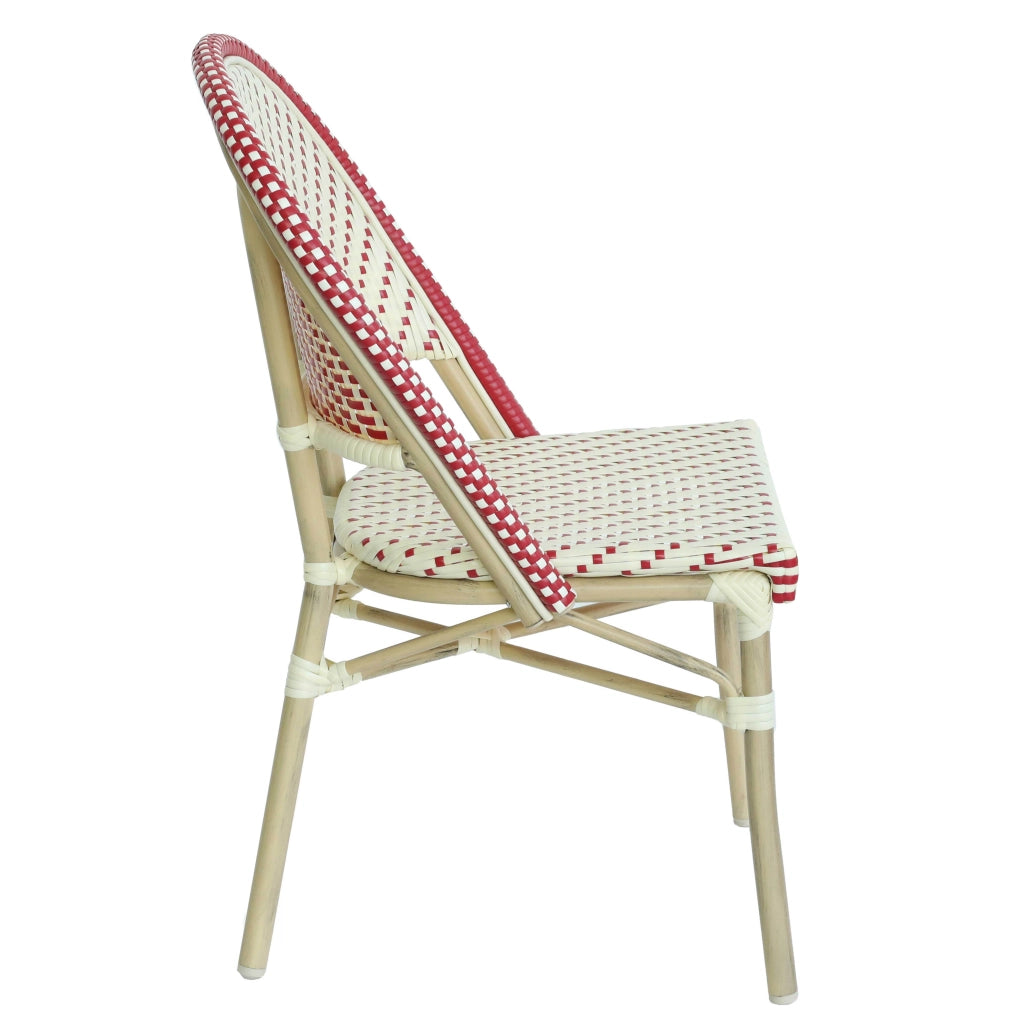 Sedia da giardino in rattan rosso e alluminio