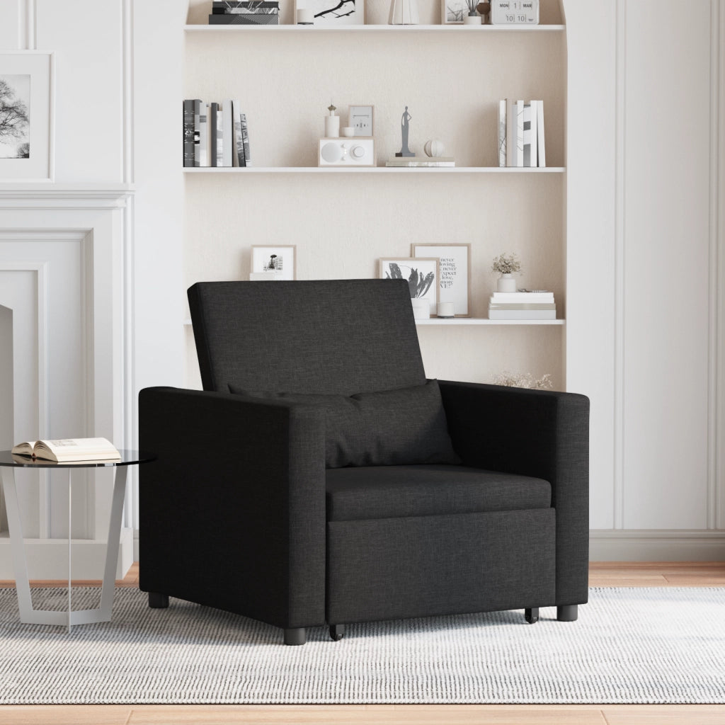 Divano letto singolo 3 in 1 Convertibile in tessuto nero