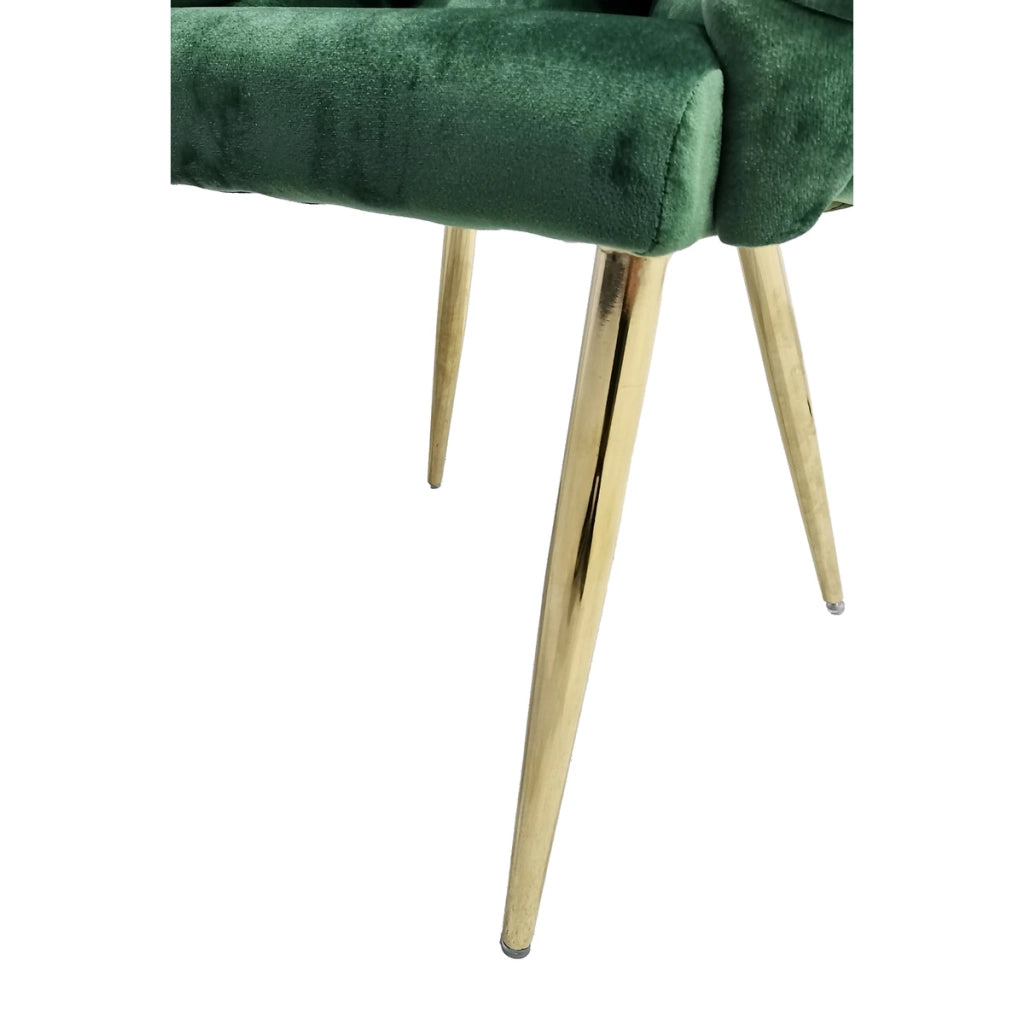 Set di 2 sedie Grace in velluto verde e oro