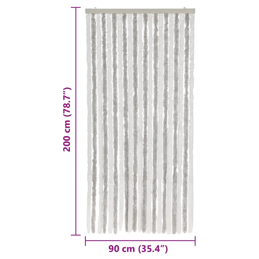 Tenda Antimosche Grigia Chiaro e Bianca 90x200 cm in Ciniglia CFW4720749