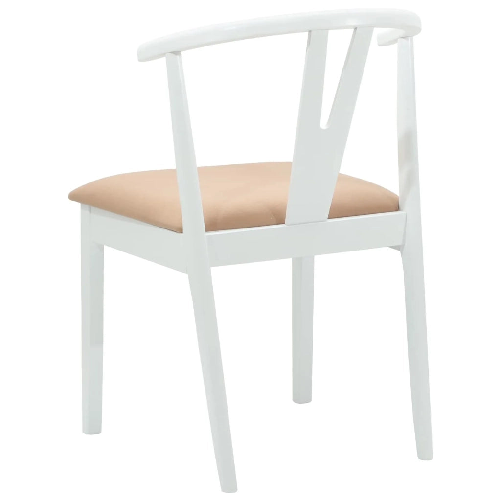 Sedia da pranzo 2 pcs Bianco e marrone Legno di gomma solido