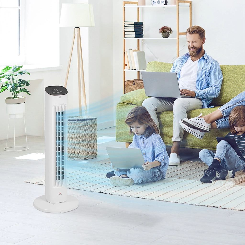 Ventilatore a Colonna con Telecomando e 3 Velocit¨¤, Timer 15 Ore, Oscillazione e Modalit¨¤ Notte, Bianco