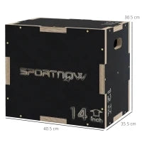 Box Jump Pliometrico a 3 Altezze in Legno Antiscivolo, 41-36-31cm, Nero