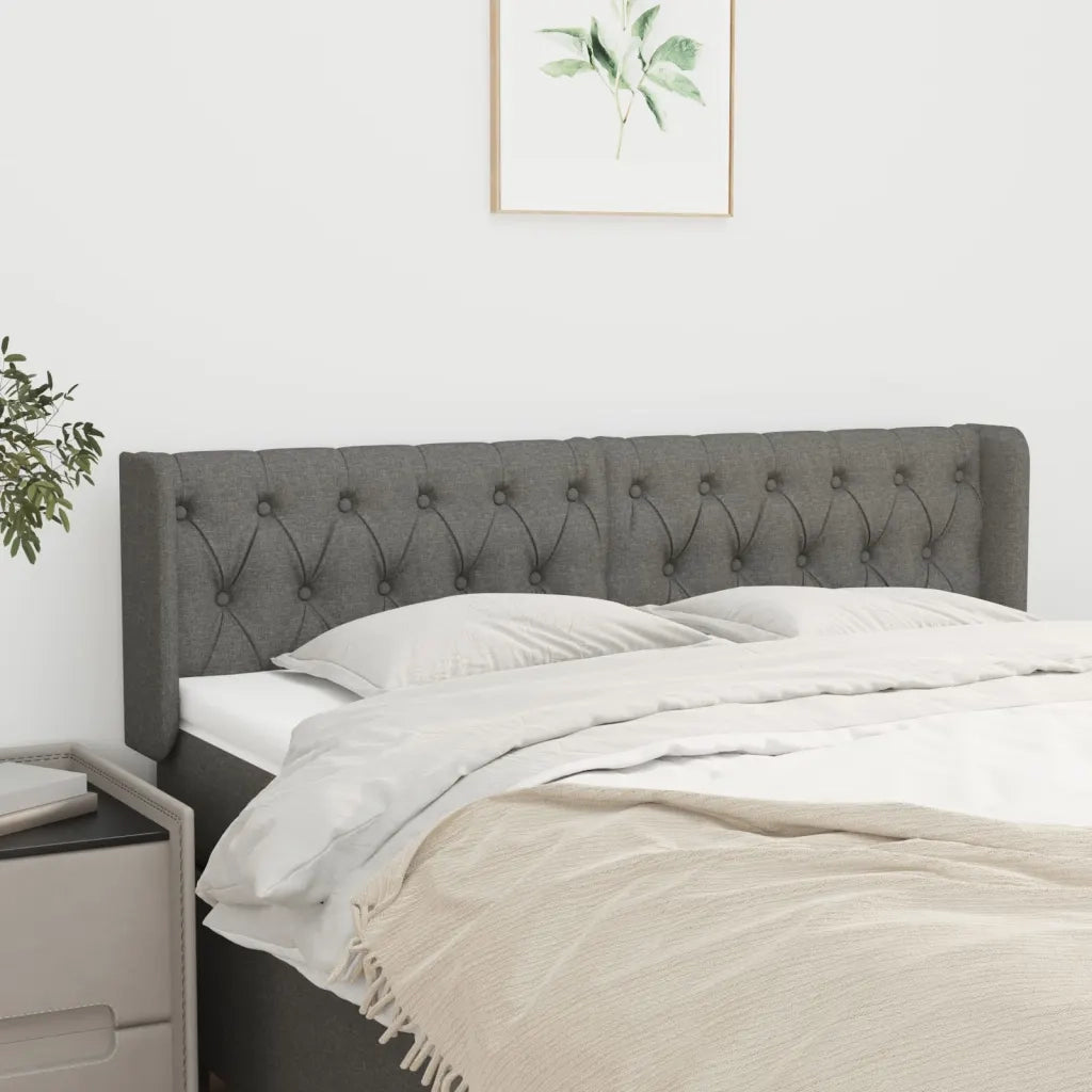 Testiera ad Orecchio Grigio Scuro 163x16x78/88 cm in Tessuto 3119111