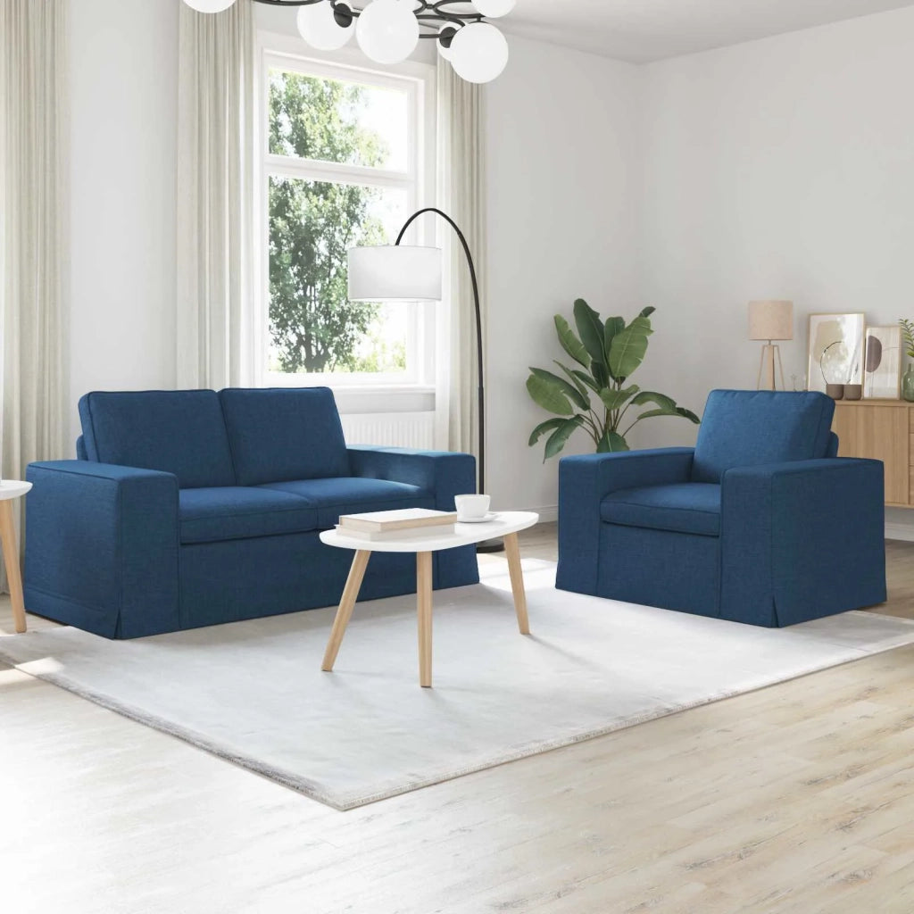 Set di divani 2 pcs Blu 162 x 80 x 82 cm Tessuto