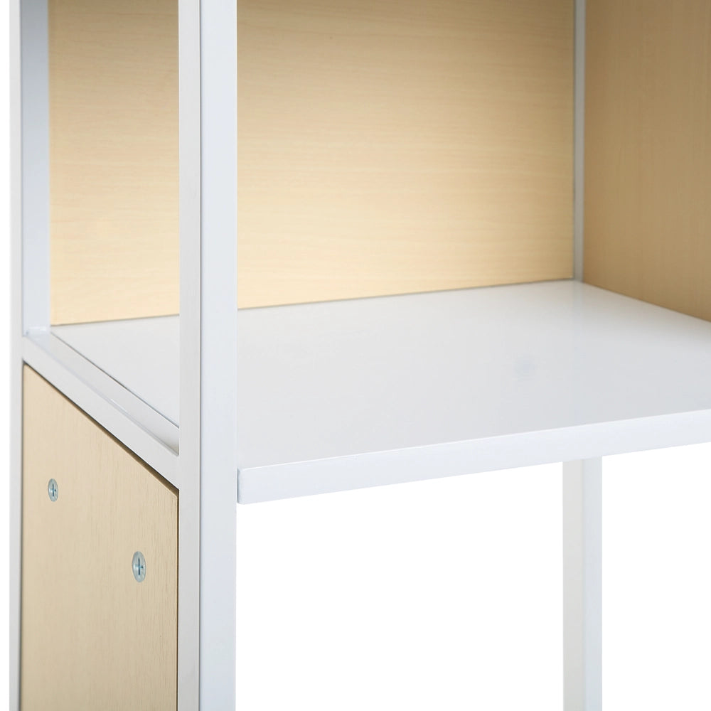 Libreria bianca con legno chiaro 165 x 35 cm Scaffale a 5 ripiani Moderno e minimalista