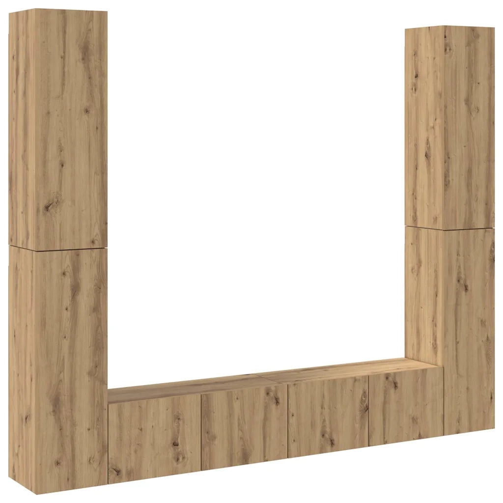 Mobili TV a Parete 6 pz-Credenza per TV sospesa Rovere Artigianale Legno Multistrato 324780
