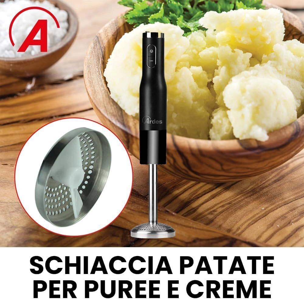 Ardes ARMIX03 frullatore 1 L Frullatore ad immersione 800 W Nero, Acciaio inox