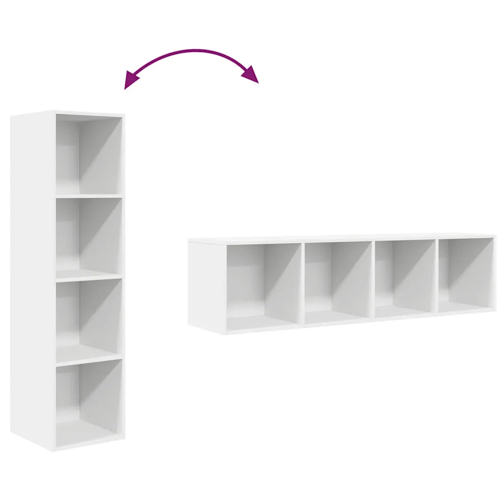 Mobile TV da Parete Bianco 37x37x142,5 cm in Legno Multistrato 805489