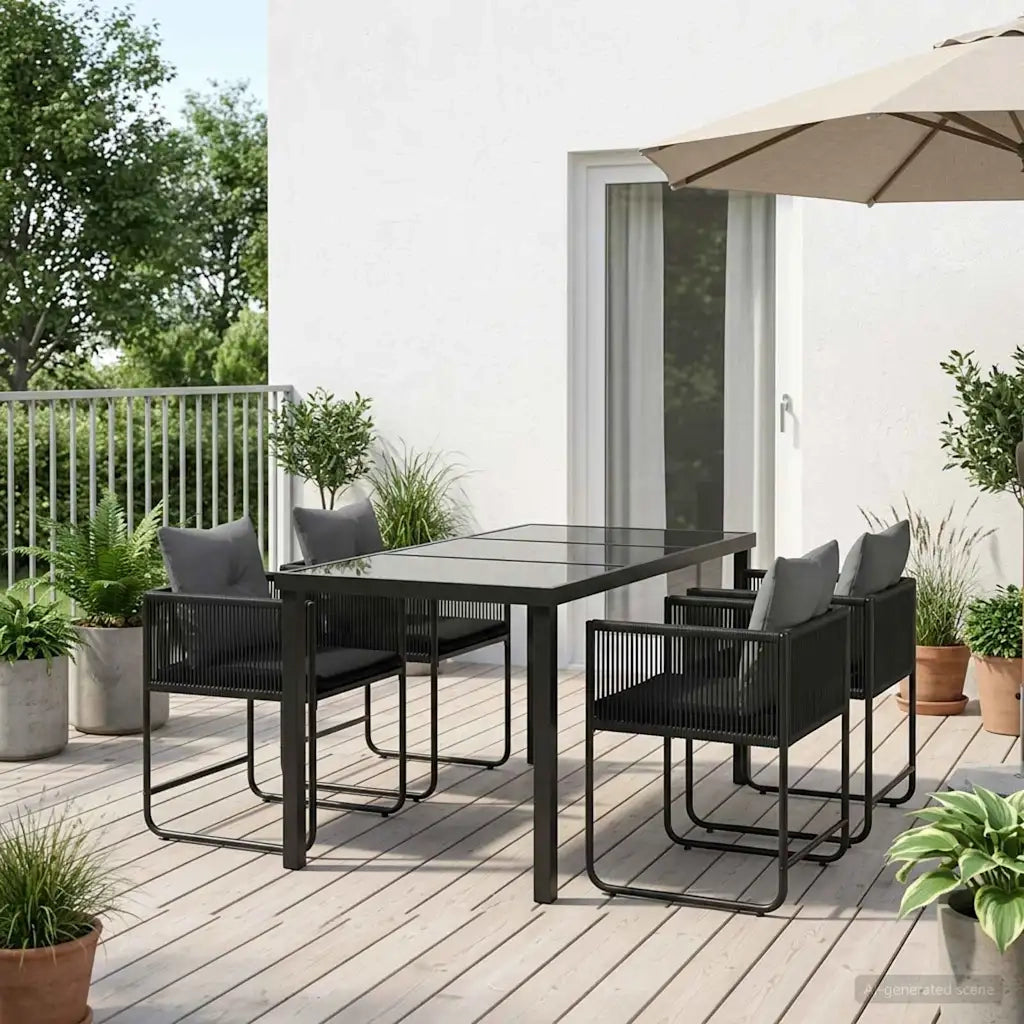 Set da Pranzo per Giardino 5 pcs Nero e antracite
