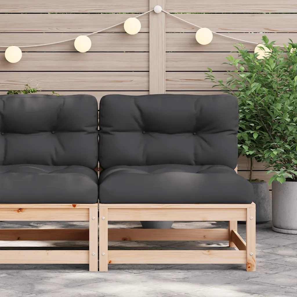 Divano Giardino Senza Braccioli con Cuscini-Sofa da Giardino-Divanetto da esterno Legno Massello Pino 345475