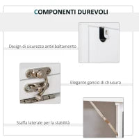 Scrivania PC Pieghevole con Libreria a 9 Ripiani in Legno e Metallo, 98x51x153 cm, Bianco