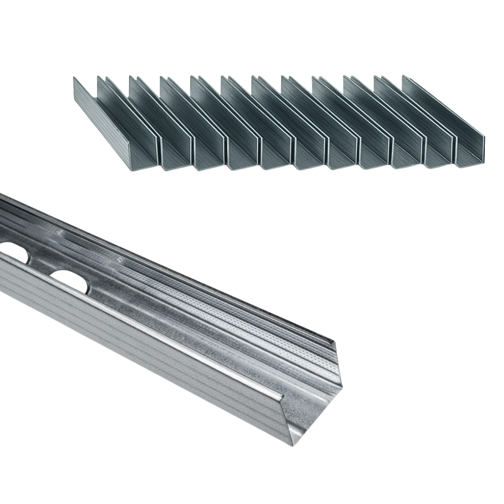 Montante c standard 2 m acciaio zincato sp 0,6 mm fissaggio cartongesso 12 pz *** misure 47 x 49 x 50 mm, confezione 1