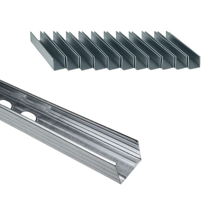 Montante c standard 2 m acciaio zincato sp 0,6 mm fissaggio cartongesso 12 pz *** misure 47 x 99 x 50 mm, confezione 1