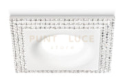 GFA211-  FARETTO DA INCASSO CON 3 STRISCE STRASS QUADRATO 9,9X9,9CM BIANCO 1 LUCE ATTACCO GU10