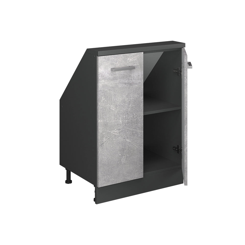 Mobile cucina sottotetto R-Line Calcestruzzo/Antracite 60 cm con 2 porte Vicco