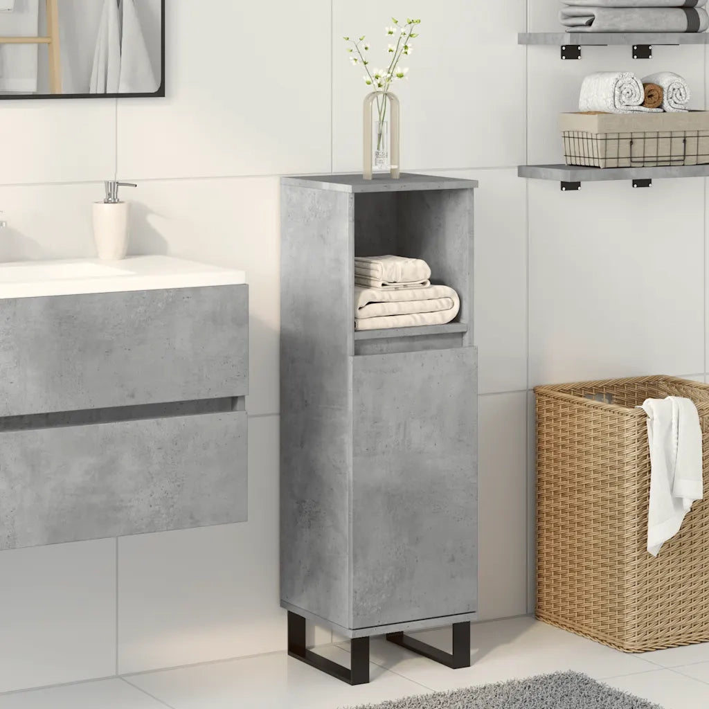 Armadietto da Bagno | Armadio da bagno Grigio Cemento 30x30x100 cm in Truciolato