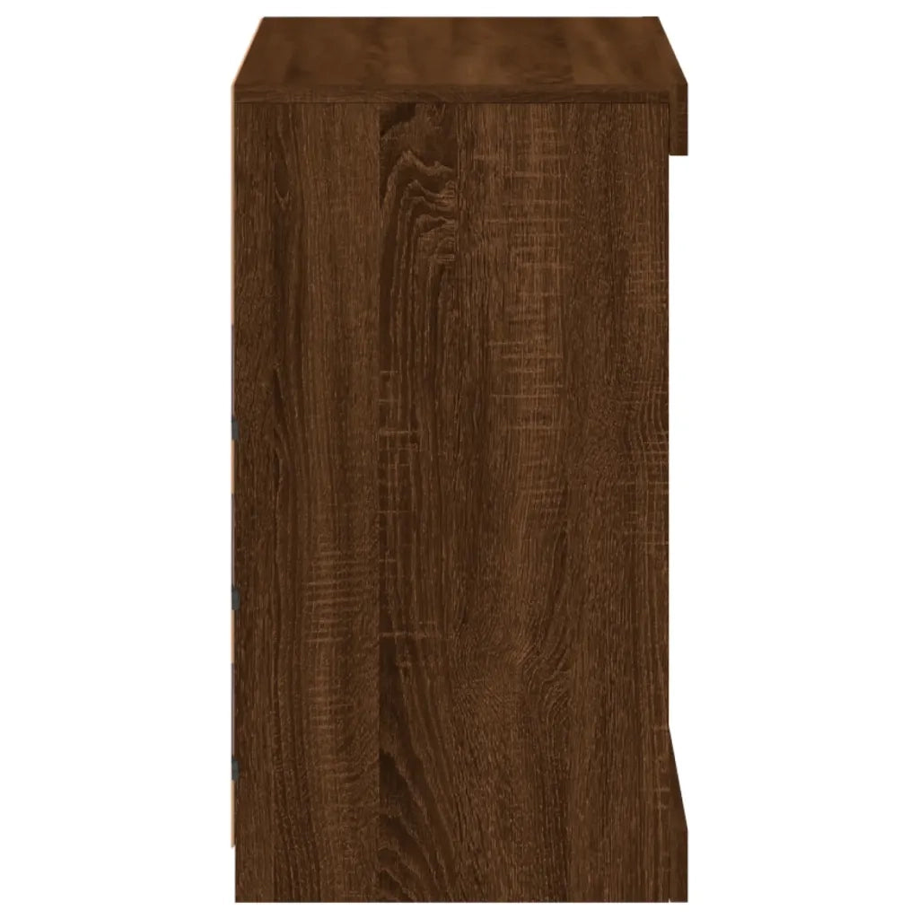 Credenza | Madia | Buffet da pranzo | Armadio da pranzo con Luci LED Rovere Marrone 60,5x37x67 cm