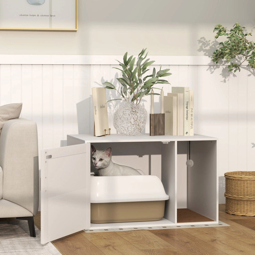 Mobile per gatti con lettiera e tiragraffi ¨C zephmum ¨C bianco 80x50x50 cm