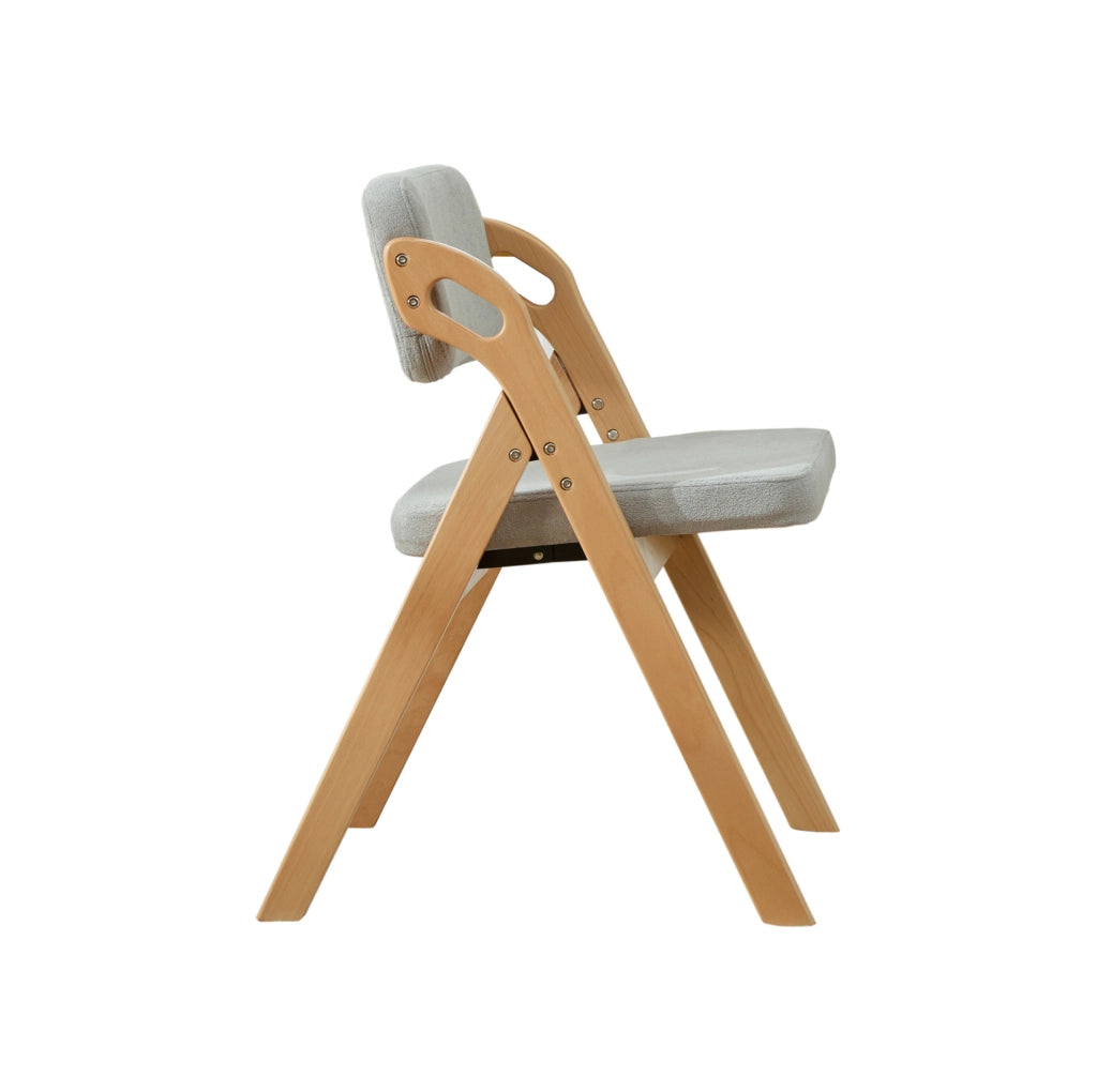 Sedia pieghevole con seduta imbottita in legno grigio