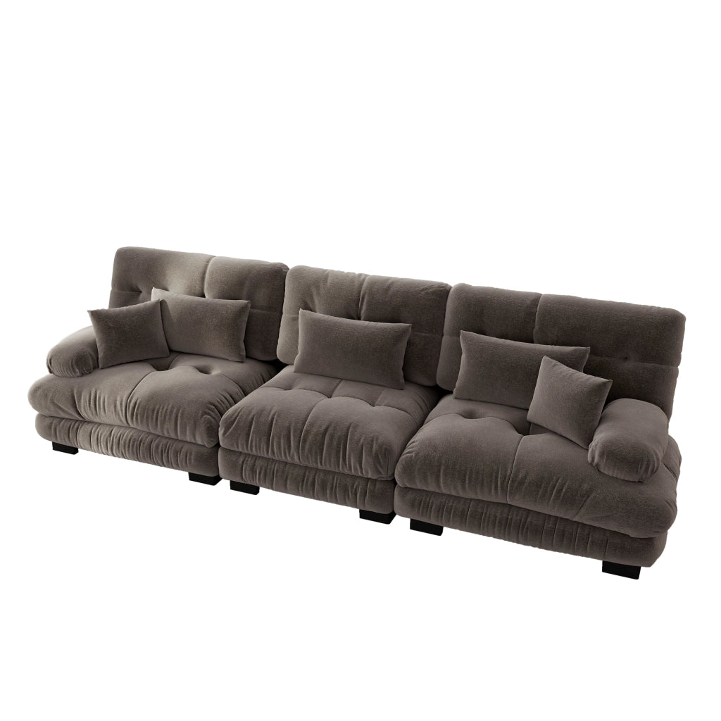 Divano Angolare 3 Posti con Chaise Longue ¨C Xylo ¨C Chenille Marrone