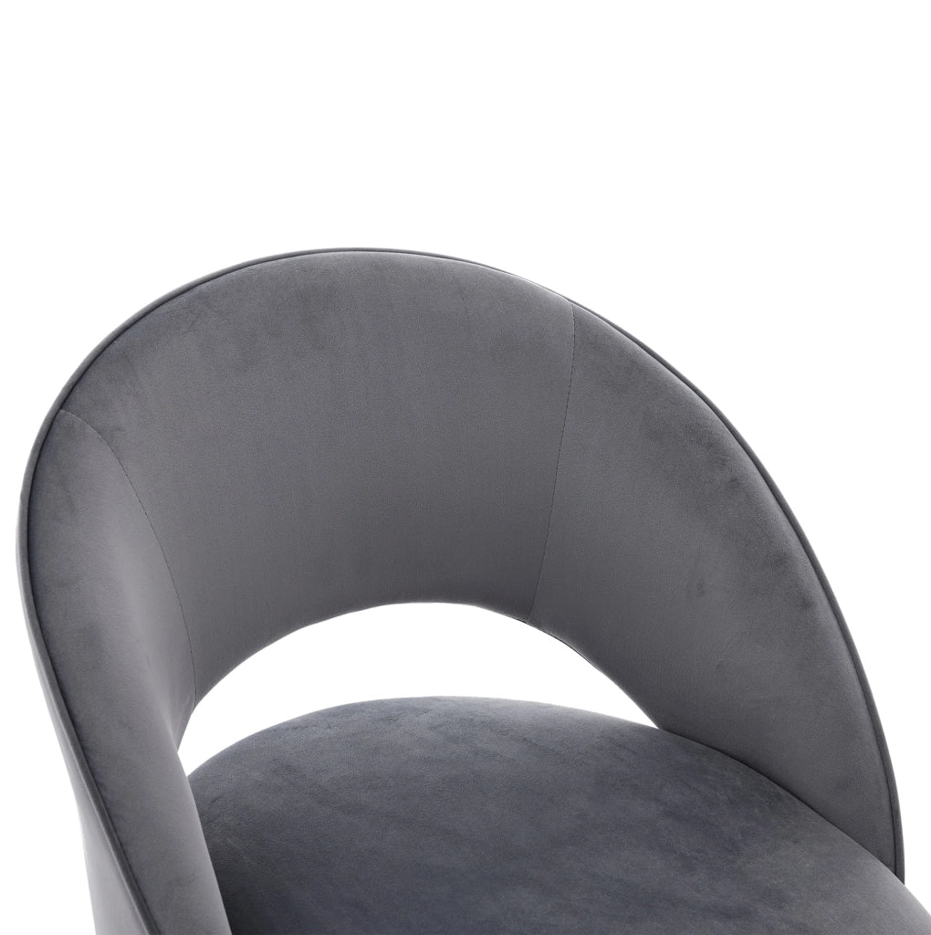 Set di 2 sedie da pranzo in velluto grigio con gambe in metallo color argento; design moderno