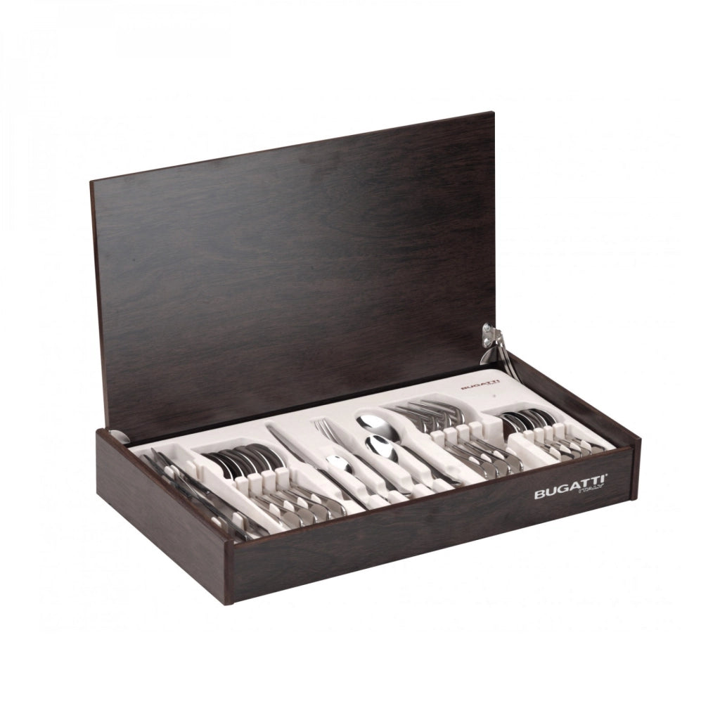 FRESCO, Posate Set 24 Pz, Scatola Wengè, Casa Bugatti