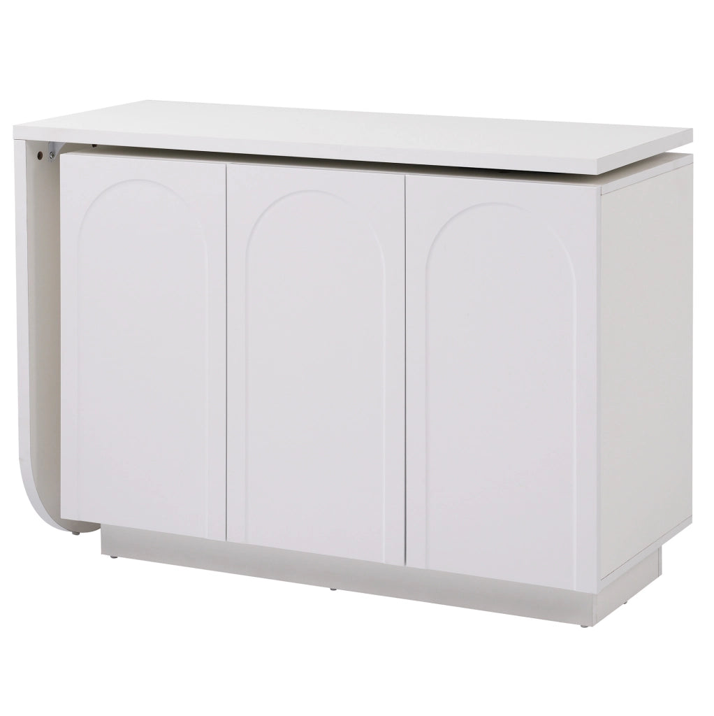 Scrivania angolare girevole 360° con mobiletto; 110x40x75 cm; bianco in MDF