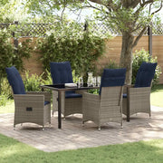 Set di tavolo e sedie con cuscino 5 pcs Grigio Rattan in PE
