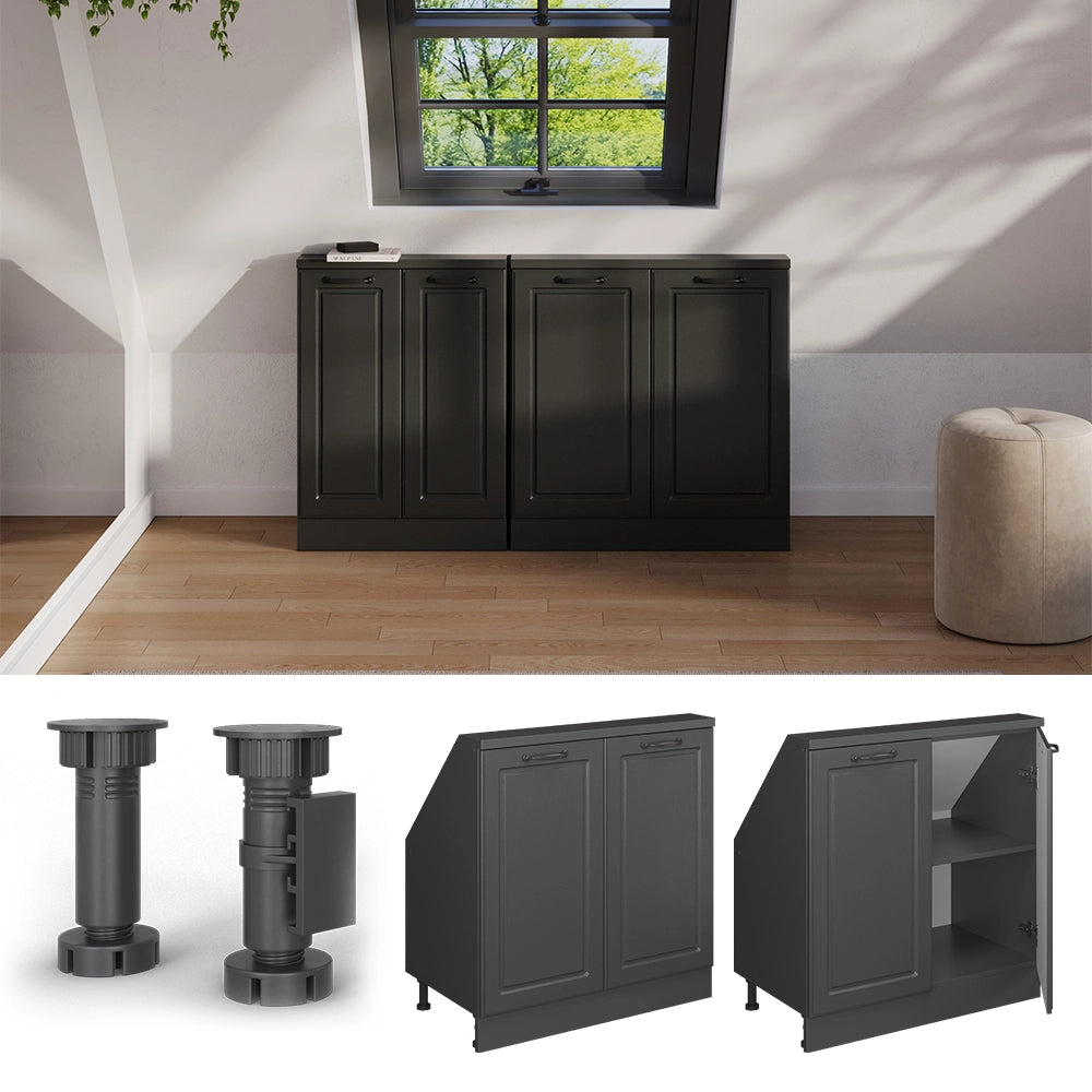 Mobile cucina sottotetto R-Line Antracite rustico/Antracite 80 cm con 2 porte Vicco