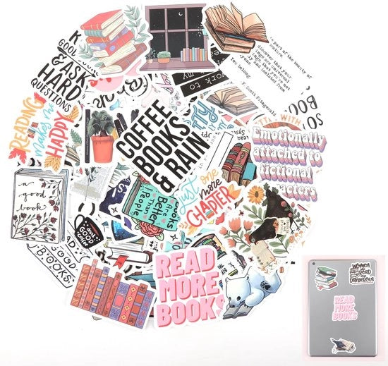 Sticker acqua-resistenti 100 pezzi - vinili riciclabili - disegni ispiratori - adatti per superfici liscie - per libri e decoupage - stampe per libri