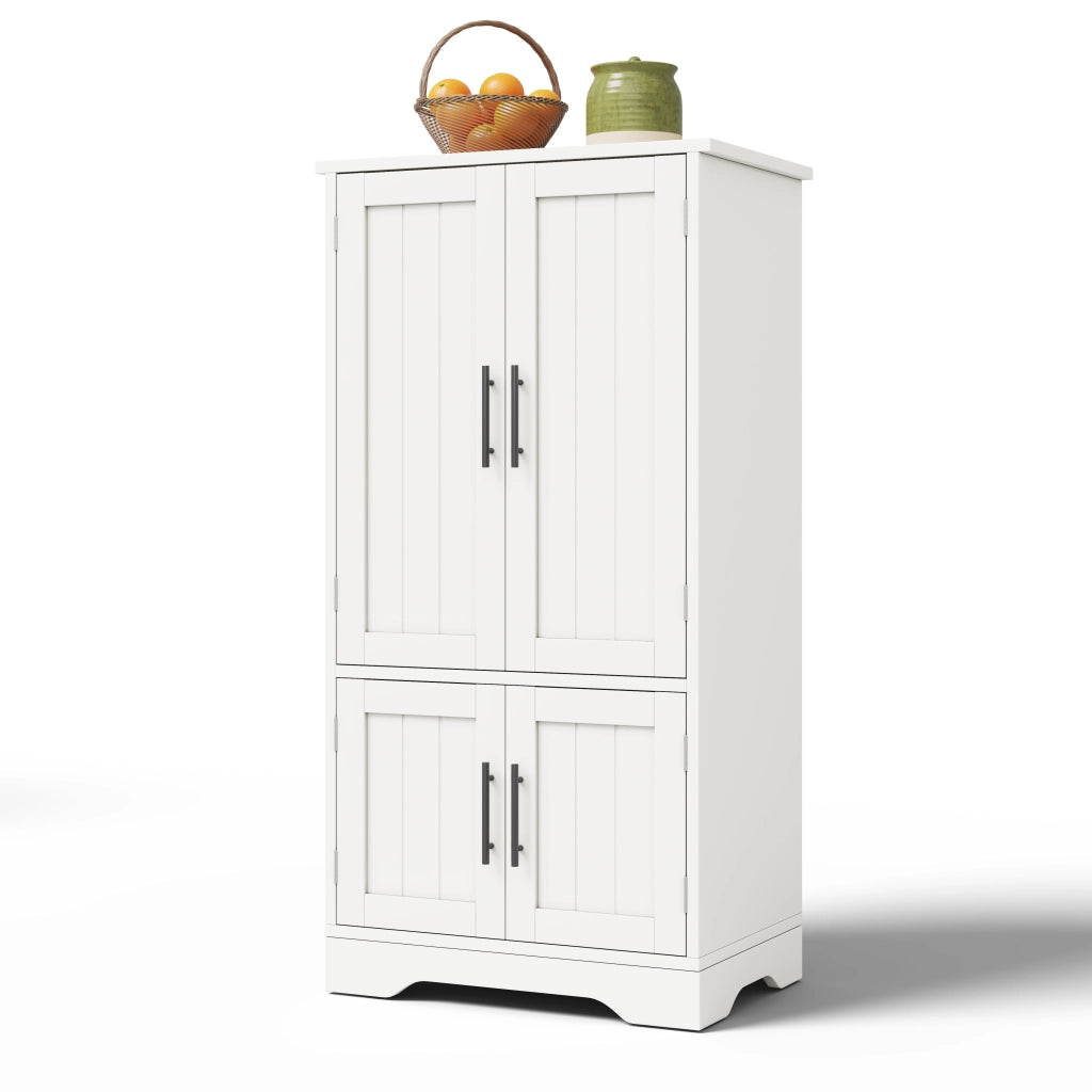 Mobile Dispensa 60x40x120 cm Bianco con LED Sensore; 4 Ante; Ripiani Regolabili e Portaoggetti