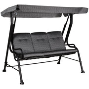 Dondolo 3 Posti 200x120x170 cm in Acciaio e Tessuto Nero