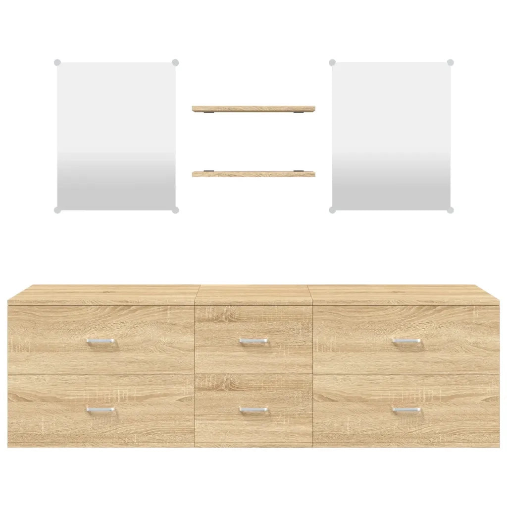 Set Mobili da Bagno 5 pz Rovere in Legno Multistrato 242564