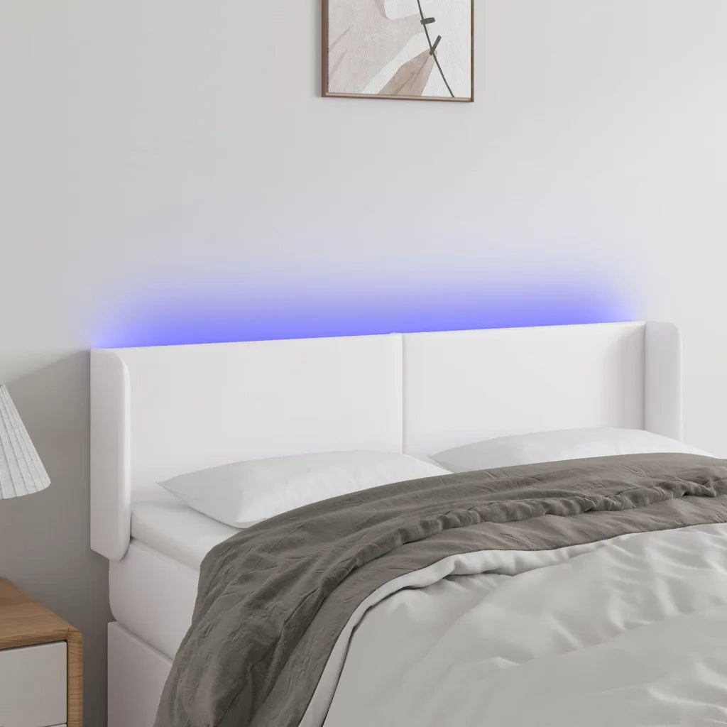 Testiera | Testata a LED Bianca 147x16x78/88 cm in Similpelle