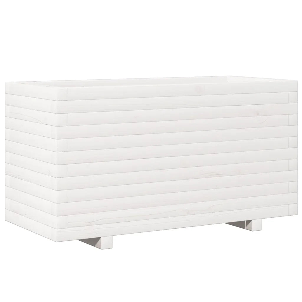 Fioriera | Cassetta per fiori | Vaso da Giardino Bianca 90x40x49,5cm Legno Massello di Pino