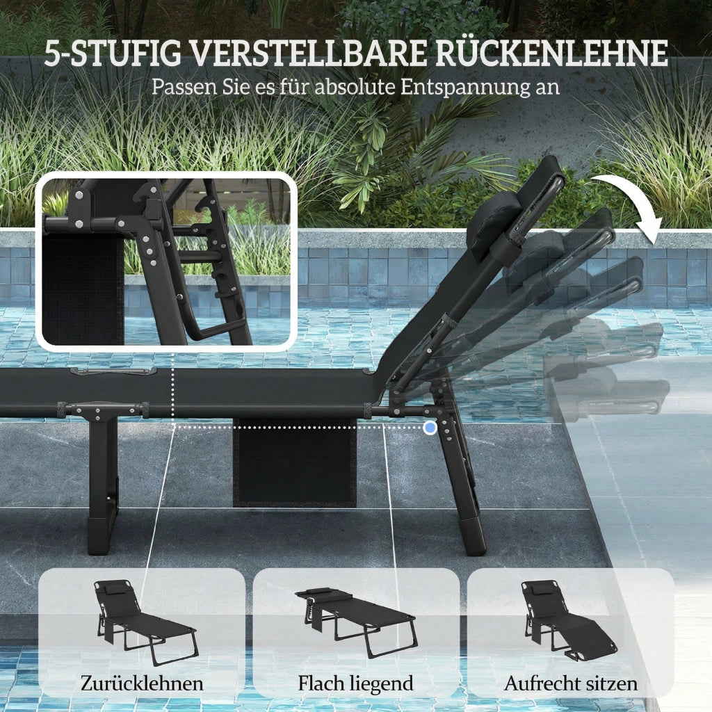 Lettino da giardino pieghevole con schienale regolabile e cuscino ¨C zephmum ¨C Grigio
