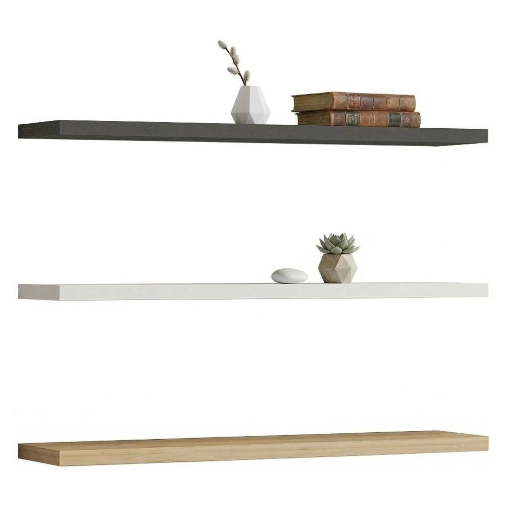 Meina, Mensola 3 Ripiani, 60x15x2h cm Nero Antracite