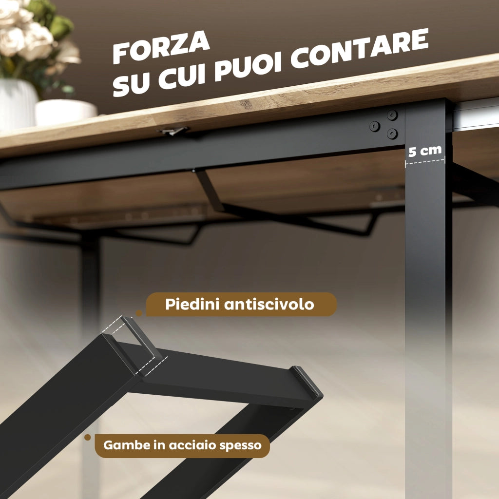 Tavolo da pranzo allungabile industriale ¨C Xylo ¨C legno e acciaio 180x80x75 cm per 6-8 persone