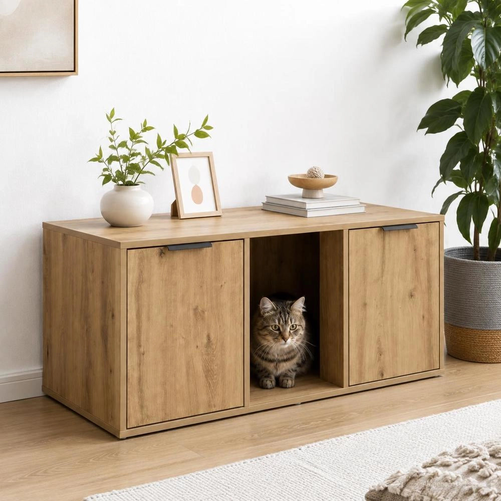 Mobile Per Gatti Rovere Artigianale 100 X 49 X 45 Cm