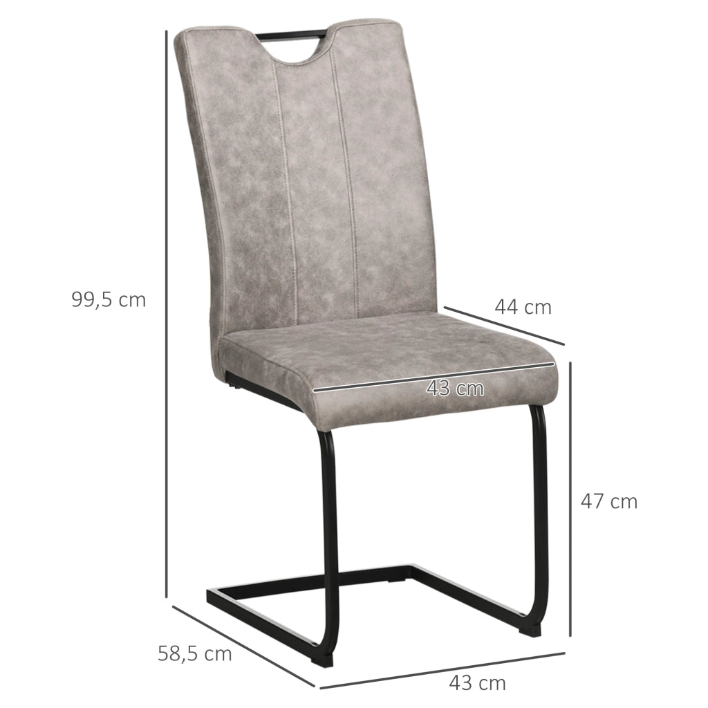 Set di 4 sedie da pranzo con rivestimento in microfibra e gambe in acciaio ¨C zephmum ¨C Grigio 43x58.5x99.5 cm