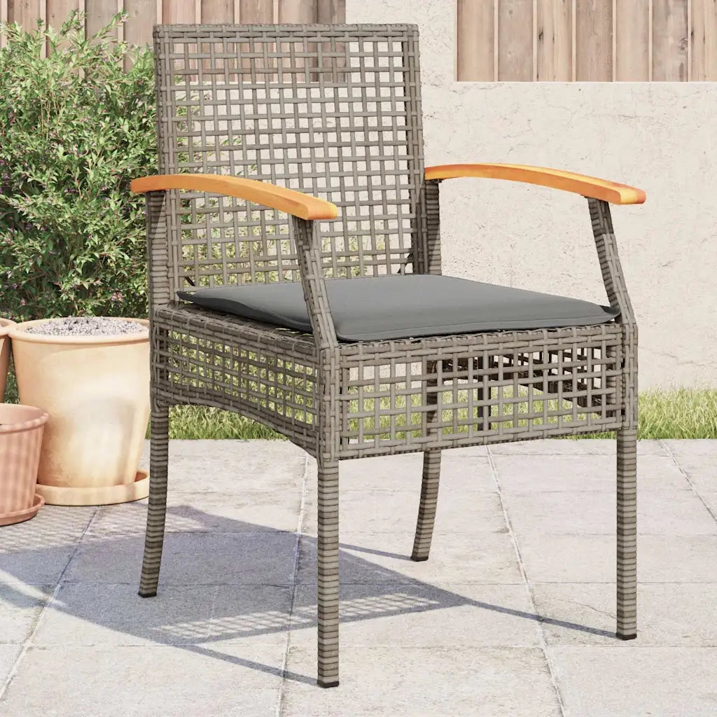 Sedie da Giardino con Cuscini 4 pz | Sedie da Esterno Grigie in Polyrattan e Acacia
