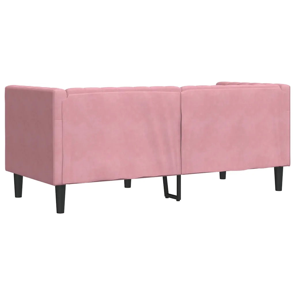 Divano Chesterfield con Rinforzi 2 Posti Rosa in Velluto