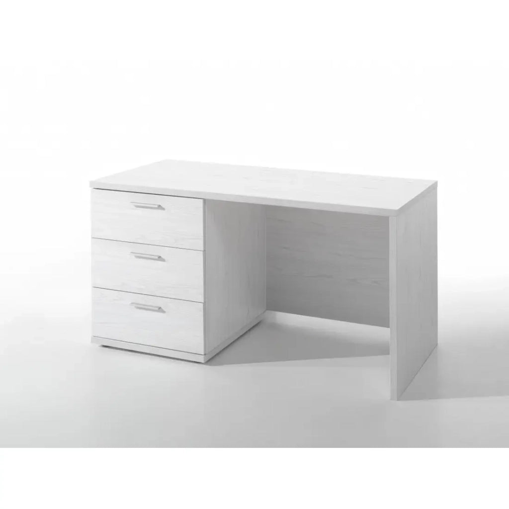 Scrivania robusta per bambini con 3 cassetti collezione OLVENA colore bianco effetto legno.