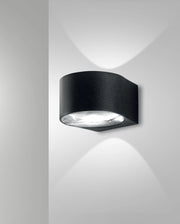 Lao Lampada da Parete Outdoor LED 12W 1080lm 3000K Colore Nero in Alluminio e Vetro Cristallo IP65 Design Moderno ed Elegante